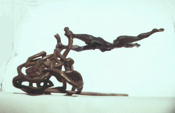  Port view of a Black female nude flying from a Celtic knot pyramid